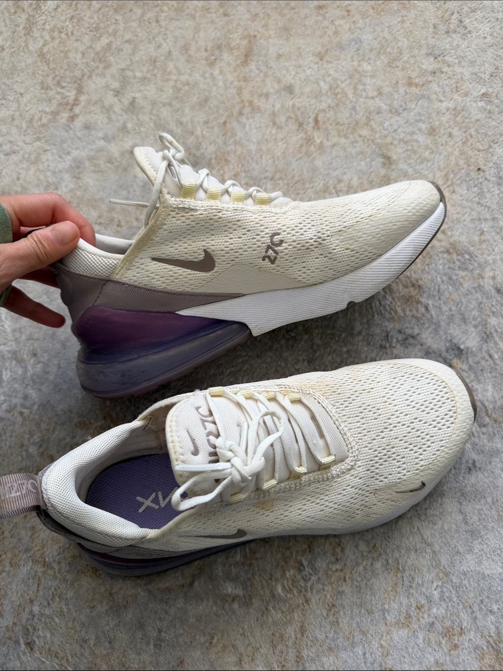 Nike Women’s Athletic Sneakers - Cream with Purple Accent